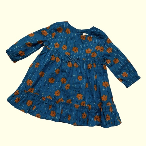 Carter's Other - Carter’s Floral Blue Orange Dress Baby Girl 6M Long Sleeve NWOT